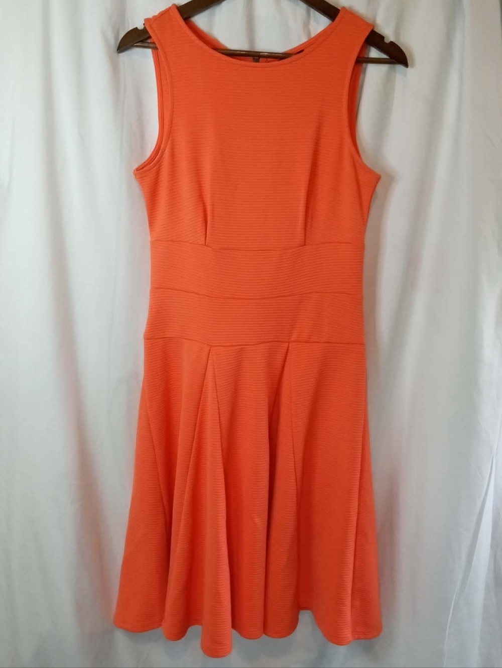 Nicole Bright Orange Sleeveless Fit-and-Flare Mini Dress Classic Small Zipper